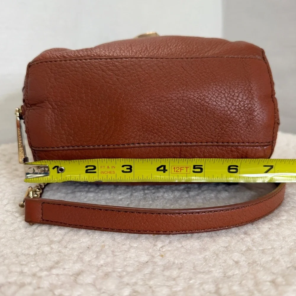 Juicy Couture Brown Leather Crossbody Bag Heart Padlock Leopard Print Lining - Picture 10 of 15